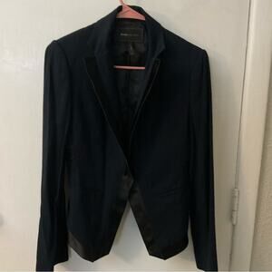 BCBGMaxAzria Navy/Black Tuxedo Wool Jacket XS Holiday Retrogirl Glam Menswear